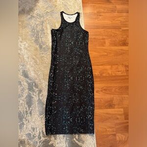 Elegant Black and Blue Patterned Dress